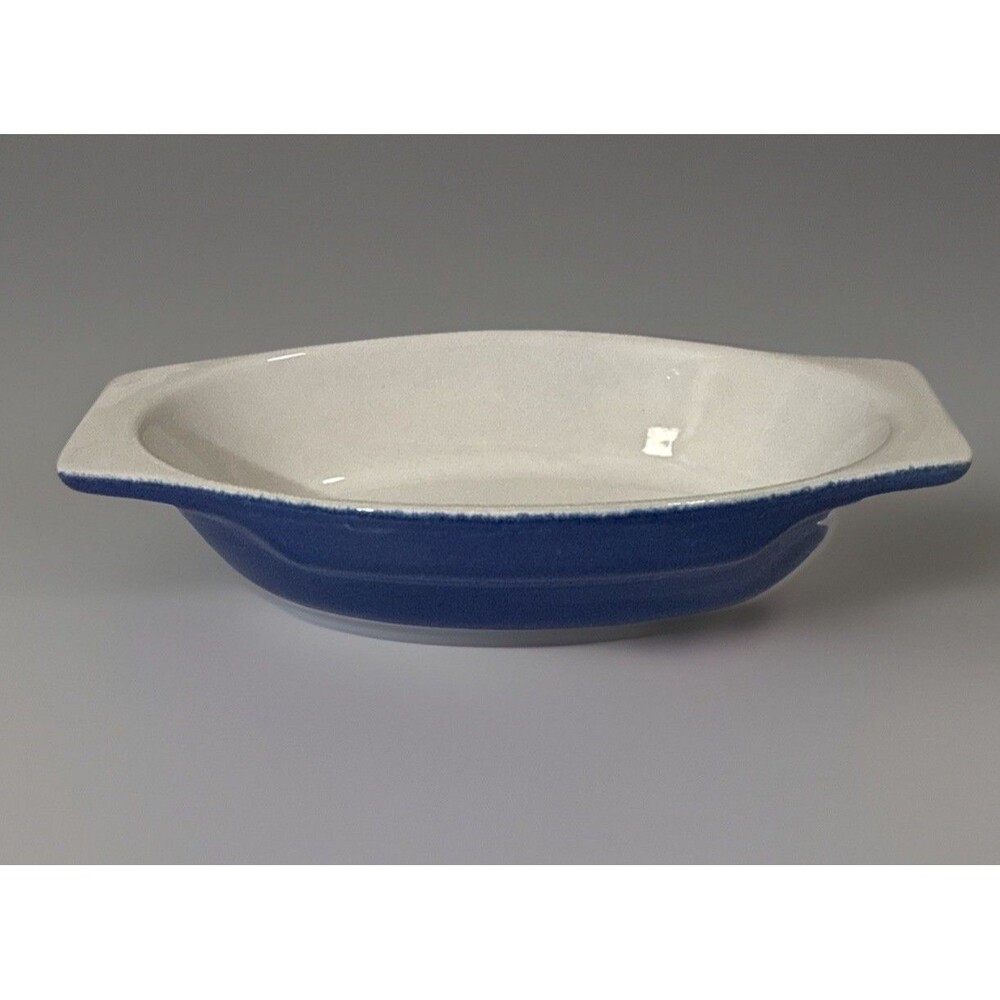 BCI Bretagne France Ceramic Oval Gratin Baking Dish 21cm Blue White